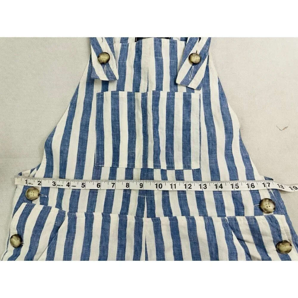 Reformation Farmer Alls Jumpsuit Blue Conductor Stripe Womens 8 EUC